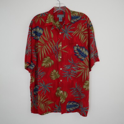 Kaylua Bay Aloha Shirt M Resort Wear Hawaiian Red Button Up Rayon Short Sleeve