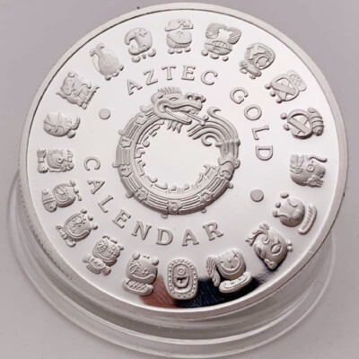 Mexican Maya Aztec Calendar Art Prophecy Culture Silver Commemorative Coin
