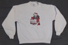 Vtg Jerzees Mens Large Sweatshirt Christmas Made in USA Santa Ms. Claus Holiday