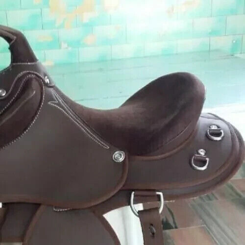 Beautiful Half Breed Saddle On Synthetic Super Soft Material Size 15". - Picture 2 of 4