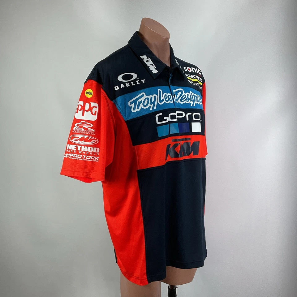 2016 Troy Lee Designs Team Pit Shirt Red Navy Blue Men’s Size XL KTM GO PRO - Image 4 of 4