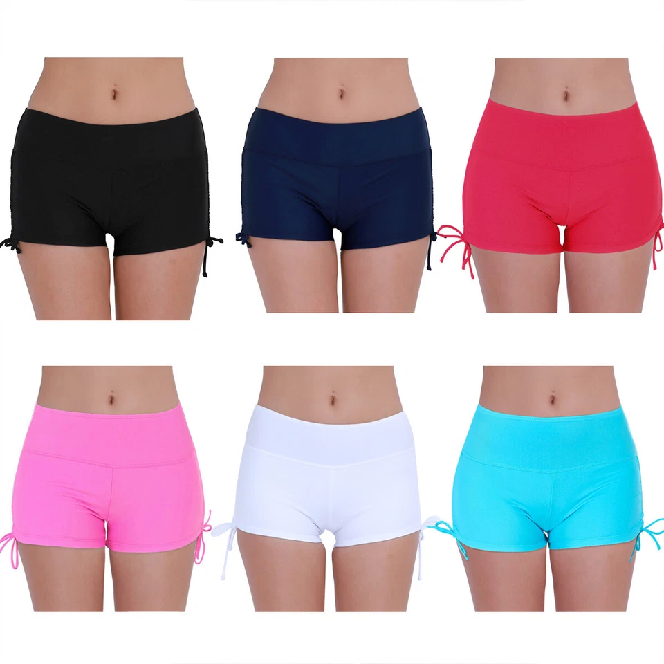 Women's Mid Waist Shorts Swimsuit Briefs Bottom Beach Trunks Beach Boyshorts - Image 3 of 4