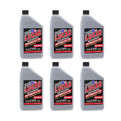 Lucas Oil 10700 SAE 20W-50 Primary Motorcycle Engine Oil for Wet Clutches 6 X
