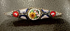 vintage 19th Century Micro Mosaic Bar Pin Brooch Millefiori, made  Italy Marked