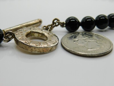 Tiffany & Co. 925 Sterling Silver 8mm Black Onyx Bead Ball Toggle