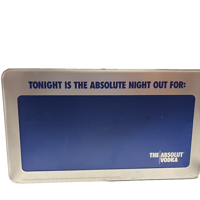 Absolut Vodka Sign ''Tonight Is The Absolute Night Out Fir'' Rare Blue Chalkboard