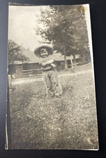 1910s Young Little Boy Dressed Like A Cowboy Chaps Hat Original Real Photo P12m1
