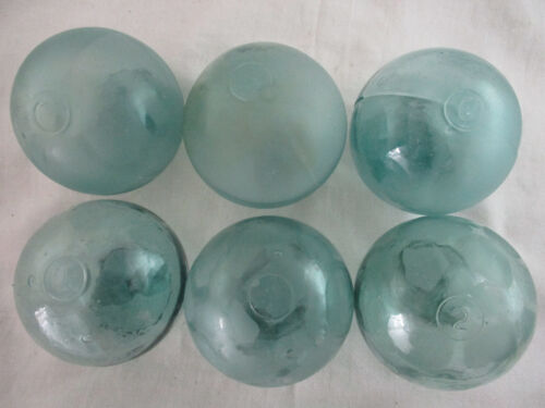 6 VINTAGE Numbers in Circles Japanese Glass Floats Alaska Beach Combed