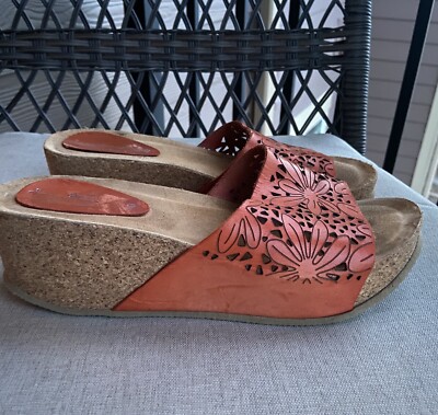 Womens Cork Wedge Sandals Sz 40 US Desampedro Spain Slip On