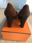 100% AUTH HERMES PUMPS COLOR BROWN HEEL SHOES SIZE 39 BOX DUST BAG — photo 3