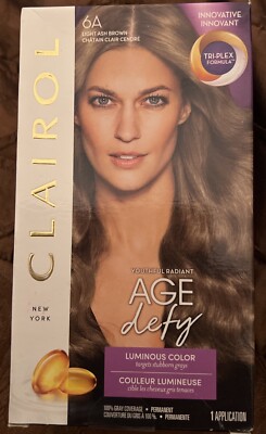 Clairol Age Defy Tri-Plex Formula Permanent Hair Dye, 6A Light Ash Brown, Sealed