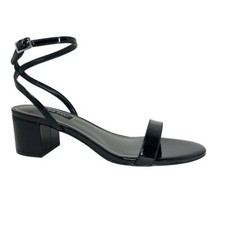Nine West Women's Allora Block Heel Dress Sandals Black Patent Size 8M
