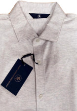  98.50 Hart Schaffner Marx Full-Button S/S Polo Shirt Cotton LT Gray XL 