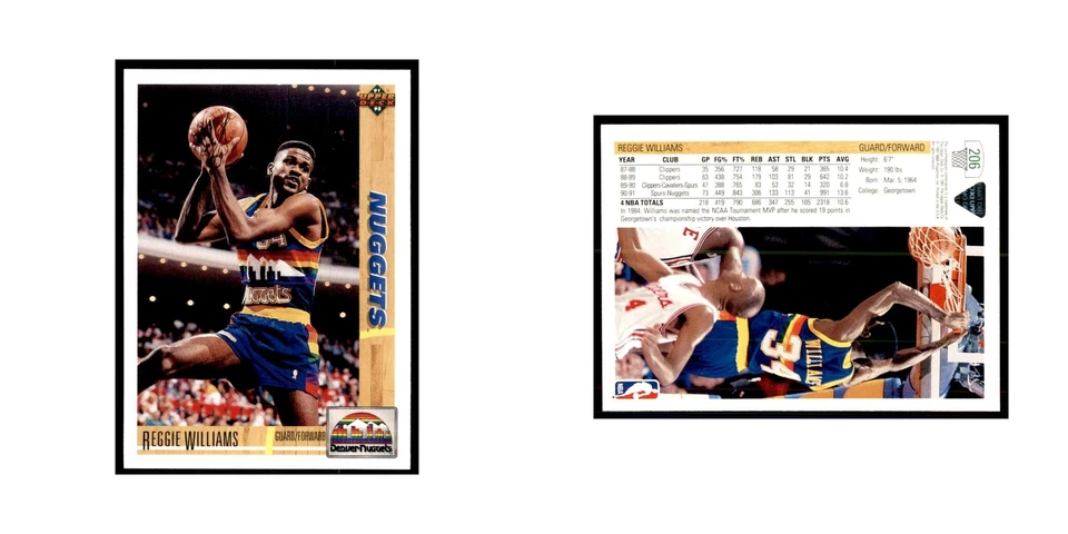 1991 Upper Deck Reggie Williams Basketball Cards #206 - Image 3 of 3
