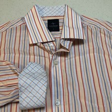 Tailorbyrd Shirt Large Mens Long-sleeved Button Multicolor Striped Flip Cuff