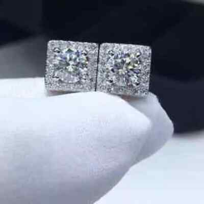 2.50Ct Round Lab-Created Diamond Push Back Stud Earrings 14K White Gold Over