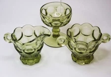 Vintage Imperial Glass Cream, Sugar, Candy Verde Provincial Green