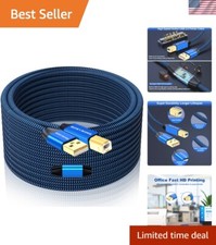 50ft Tangle-Free USB 2.0 Printer Cable - Fast Data Transfer for All USB Devices