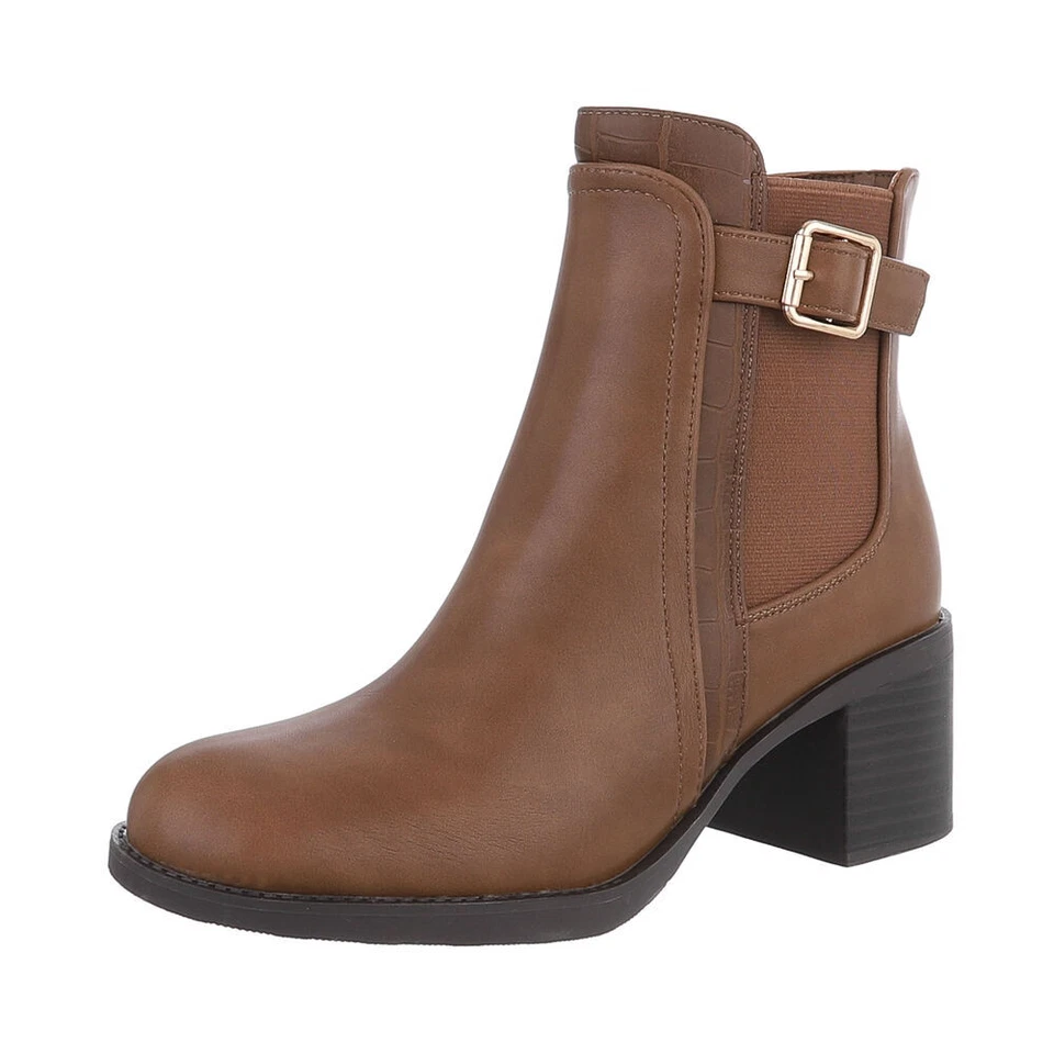 MARKENLOS Chelsea Boots Damenschuhe 7088 Ital-design In Hellbraun