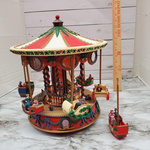 Vintage Mr Christmas Holiday FAIR CAROUSEL Flying Sleighs Merry Go Round Video - Picture 3 of 13