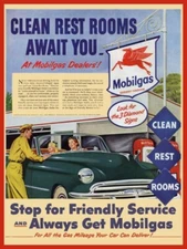 1952 Mobil Gasoline CLEAN REST ROOMS NEW Metal Sign: 9x12" Free Shipping