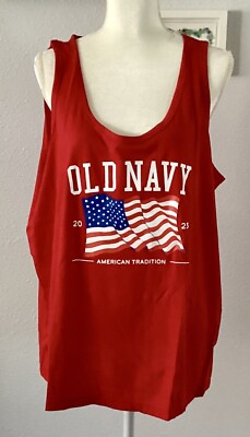 2023 OLD NAVY Graphic American Flag Tank Top, Red,  SZ XXL/2X, NWT