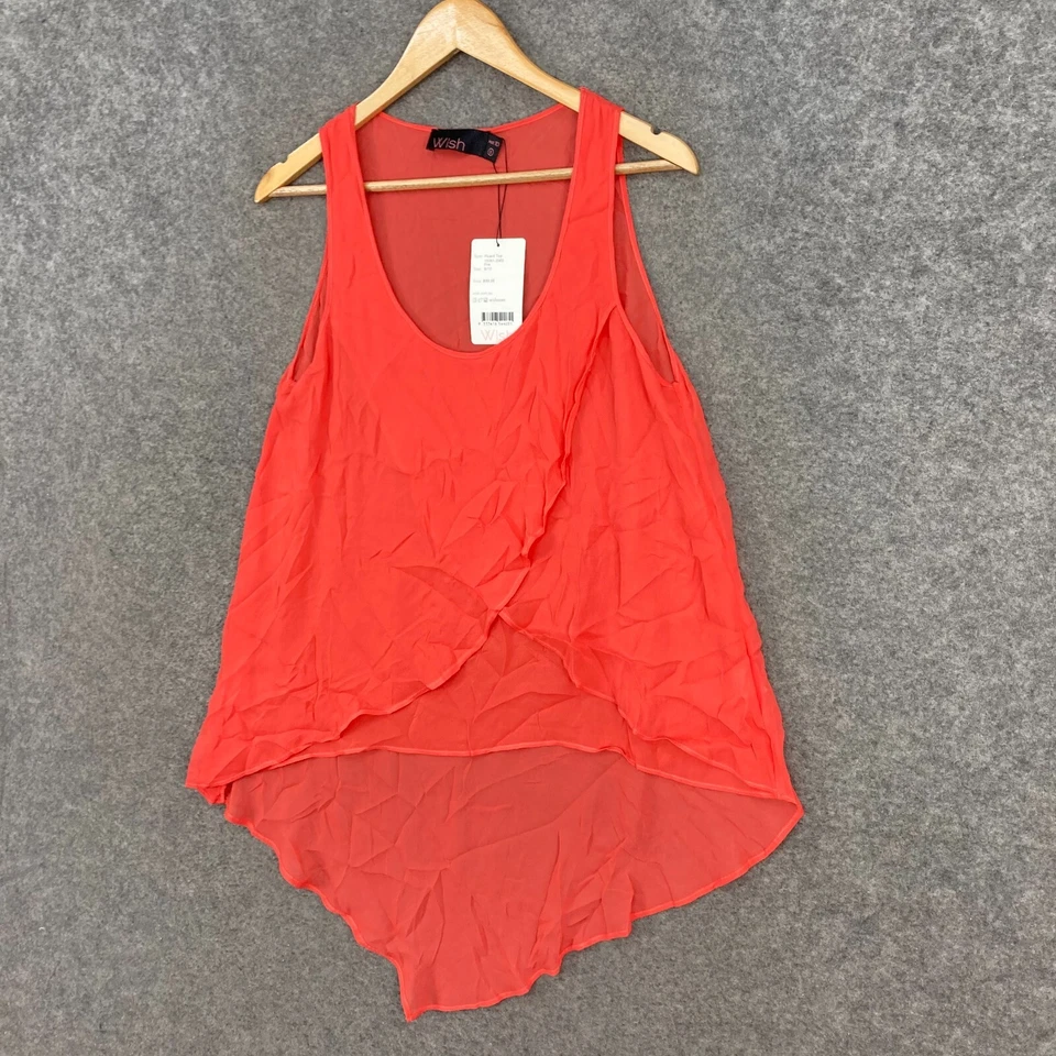 NUEVO Top Wish para mujer 10 seda pequeño transparente sin mangas cuello redondo 7601 Foto 2 de 4