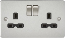 Knightsbridge Flat Plate Brushed Chrome Full Range, Switches, Sockets & More