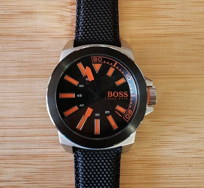 Hugo Boss 1513116 New York Orange Watch With 50mm Black Face Black | eBay