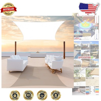 Custom Size White Sun Shade Sail 13' x 18' - 3   with 95% UV Block