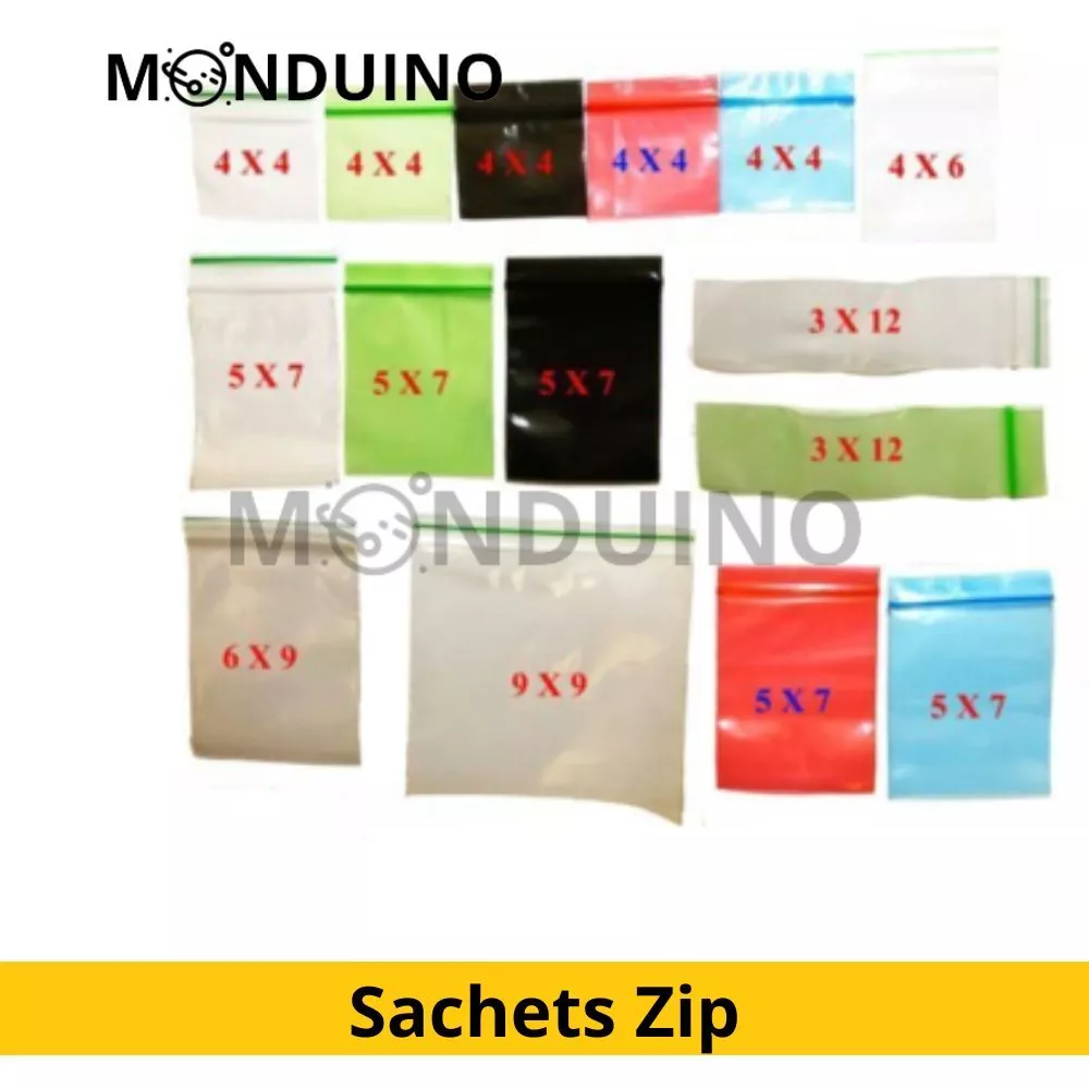 SACHET POCHETTE PLASTIQUE ZIP 50 TAILLES DIFFERENTE COULEUR