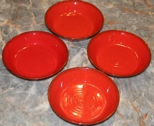 Metlox Poppytrail Flamenco Red Set Of Four Coupe Soup Bowls