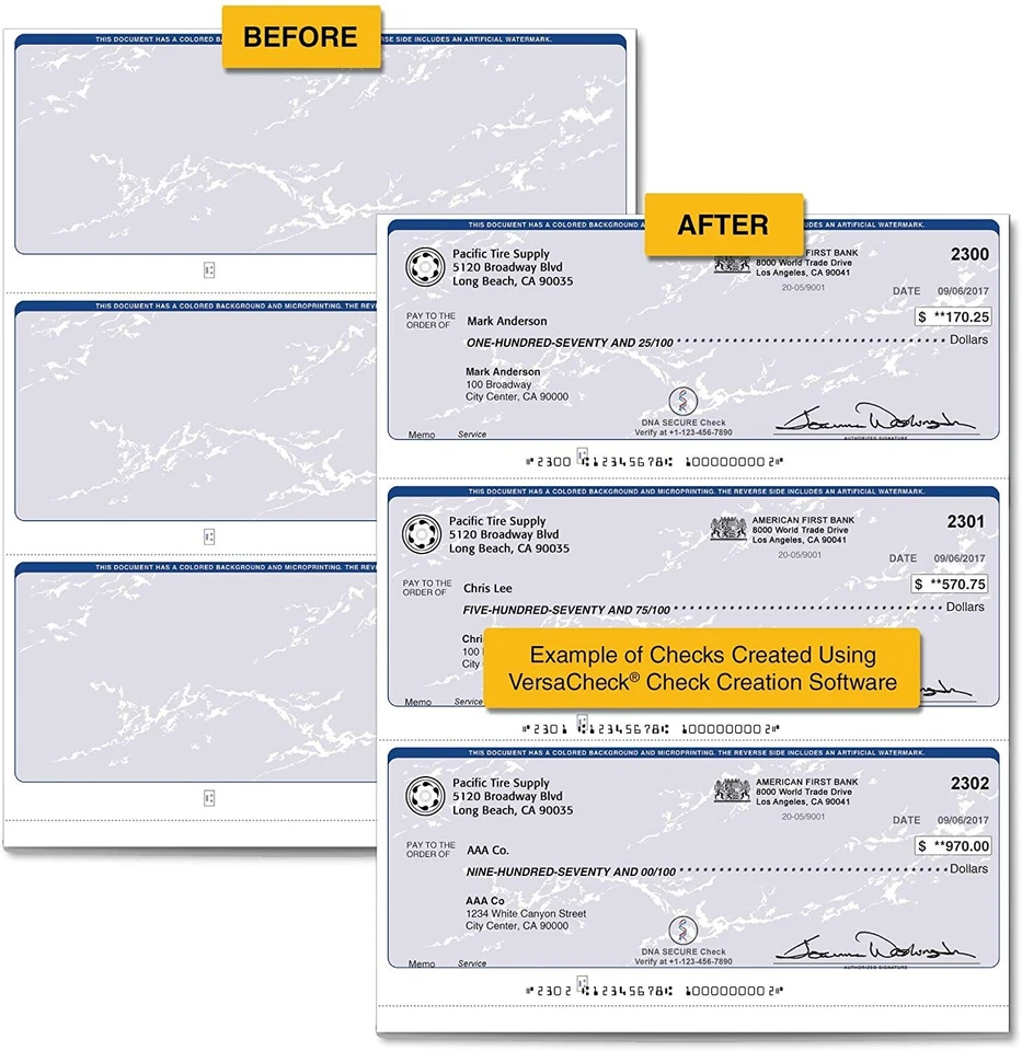 VersaCheck Security Business Check Refills: Form #3000 Standard - Blue -Prestige - Image 4 of 4