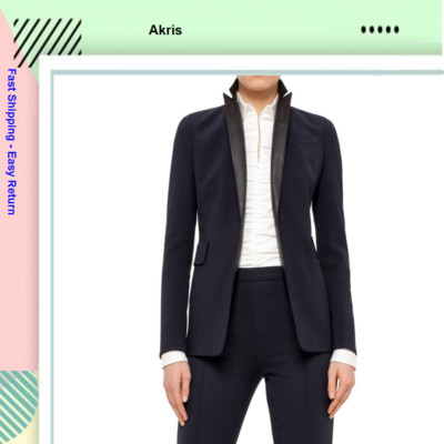 AKRIS PUNTO Leather Lapel Blazer Jacket, U.S. Size 8
