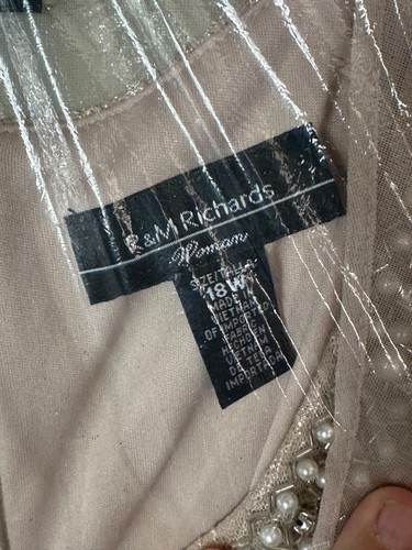 NWT R& M Richards Plus Size 18W Embellished Beaded Evening Dress Set, Champagne - Picture 4 of 9