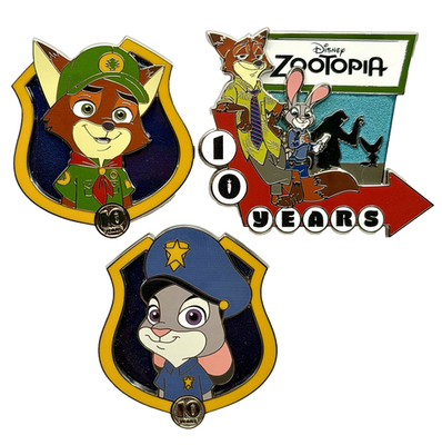 Disney Hong Kong Zootopia 10th Anniversary 3 Pin Set Nick Wilde