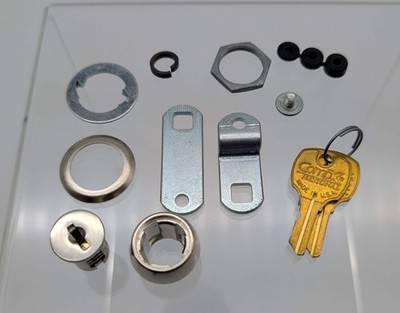 CompX C8051 Cam Lock 7/16'' L 3/4'' D Bright Nickel Keyed Alike Overlay / Flush
