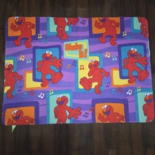 Vtg 2005 Sesame Street Workshop Dancing ELMO 60x42 Fleece Throw Blanket SHAKE IT