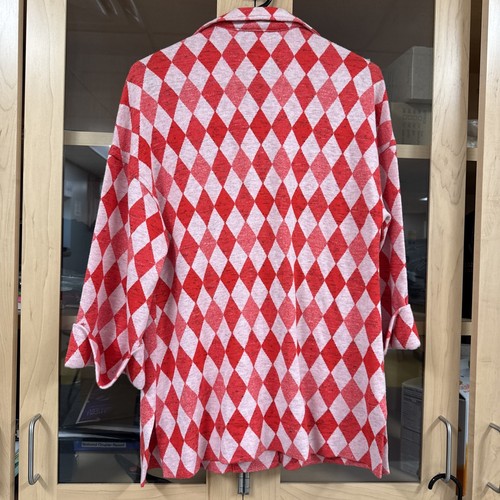 VTG 70s Fred Rothschild Red Argyle Knit Button Cardigan Sweater Wisconsin Badger - Picture 15 of 15