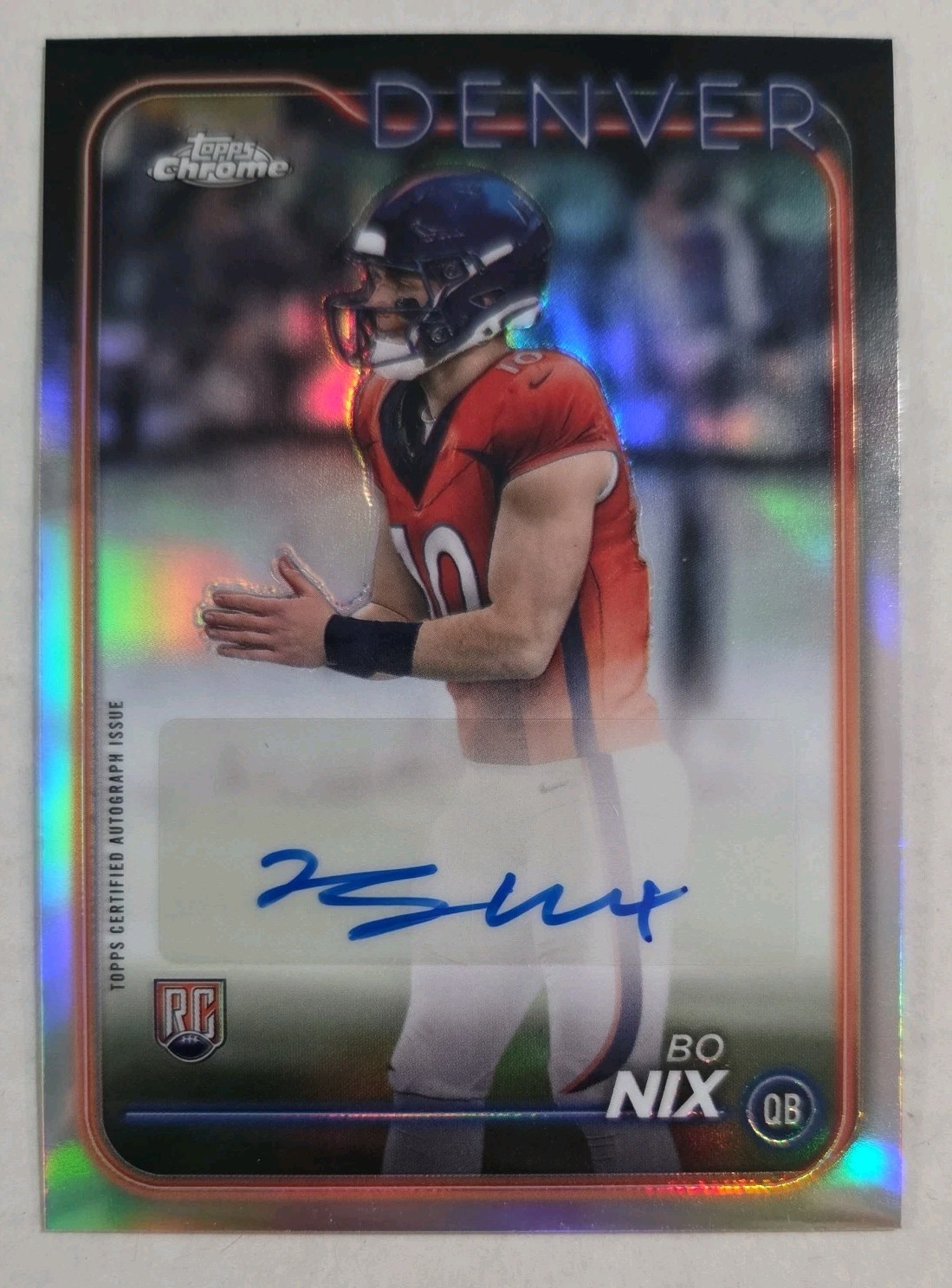 2024 Topps Chrome Bo Nix Rookie Refractor Auto #RA-BNI