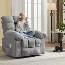 Massage Recliner Chair Rocker Chair Rocker Chair Heat Fabric Reclining Chair NEW