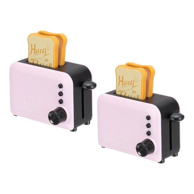 2Pcs Miniature Play Kitchen Accessory, Plastic Toaster Cookware, Pink