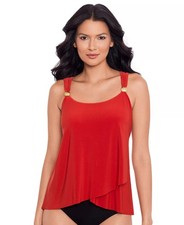 Miraclesuit Razzle Dazzle Tankini Swim Top Sz 8 Underwire Cayenne 130 NWT