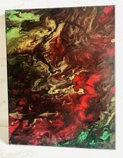 Abstract Acrylic Pour On Canvas Art -Size: 11x14 -Unframed