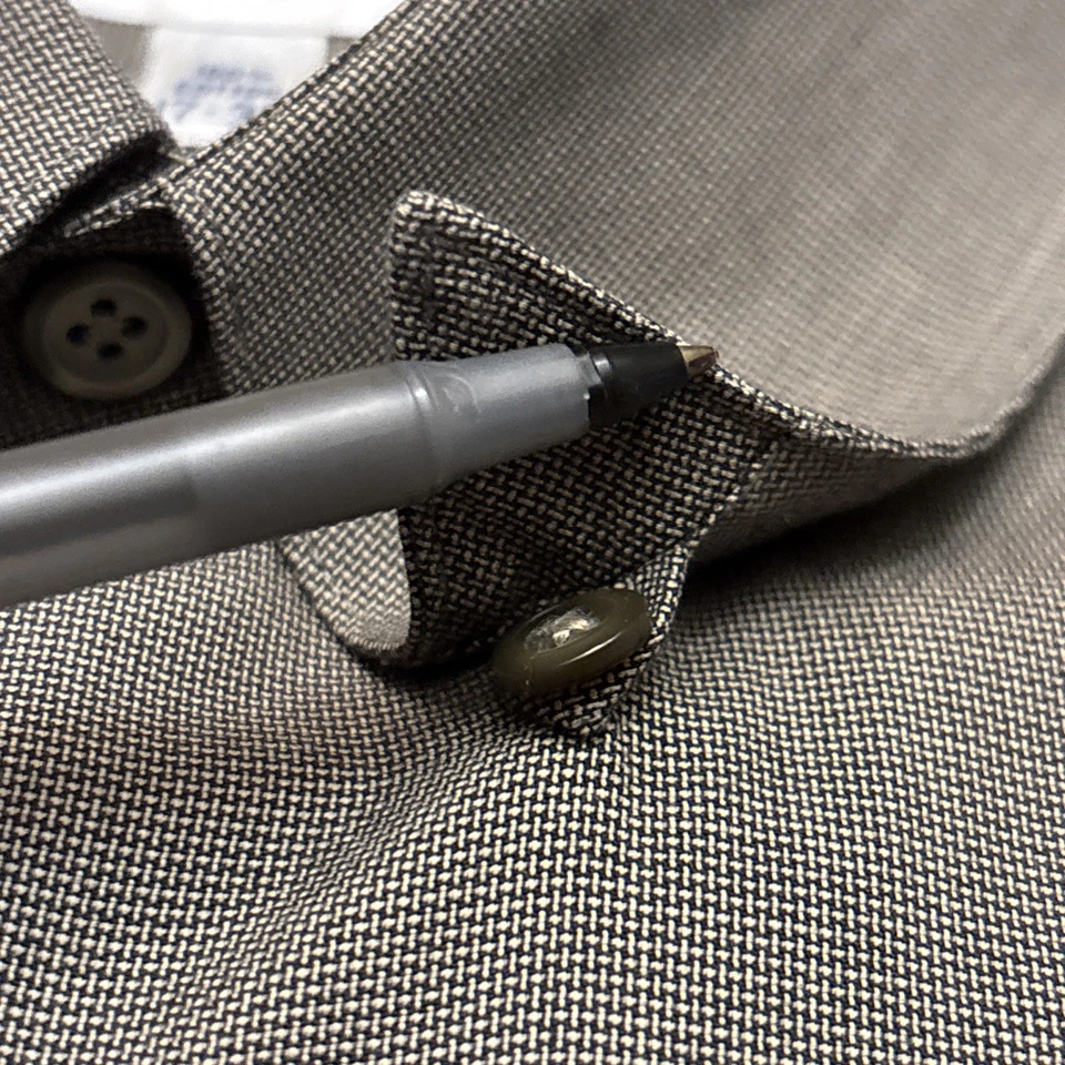 Camisa de vestir Paul Fredrick gris 100 % algodón con botones para hombre 17-36 Foto 3 de 4