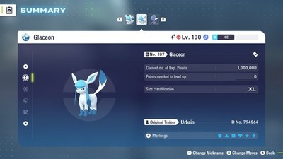 Glaceon Shiny Alpha 6IVs Battle Ready - Legends ZA