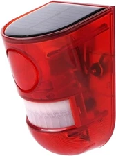 Aolyty Solar Motion Sensor Detector Siren Sound Alarm LED Warning Strobe Red 