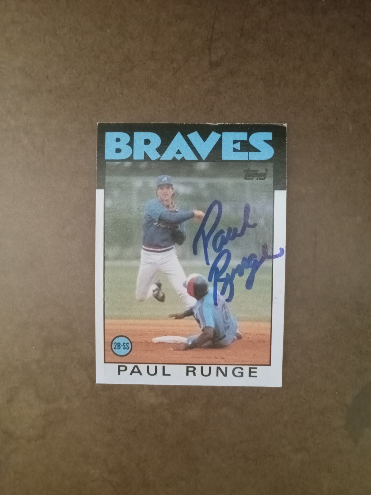 Paul Runge 1986 Topps #409 Atlanta Braves Auto Autographed Signed MLB Card