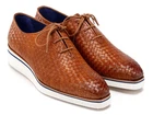 Paul Parkman Men's Woven Leather Smart Casual Shoes Camel Brown (ID#182-WVN-CML)