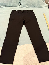 Plaid Plain Men s Black Twill Stretch Dress Pants Flat Front Slim Straight 40W